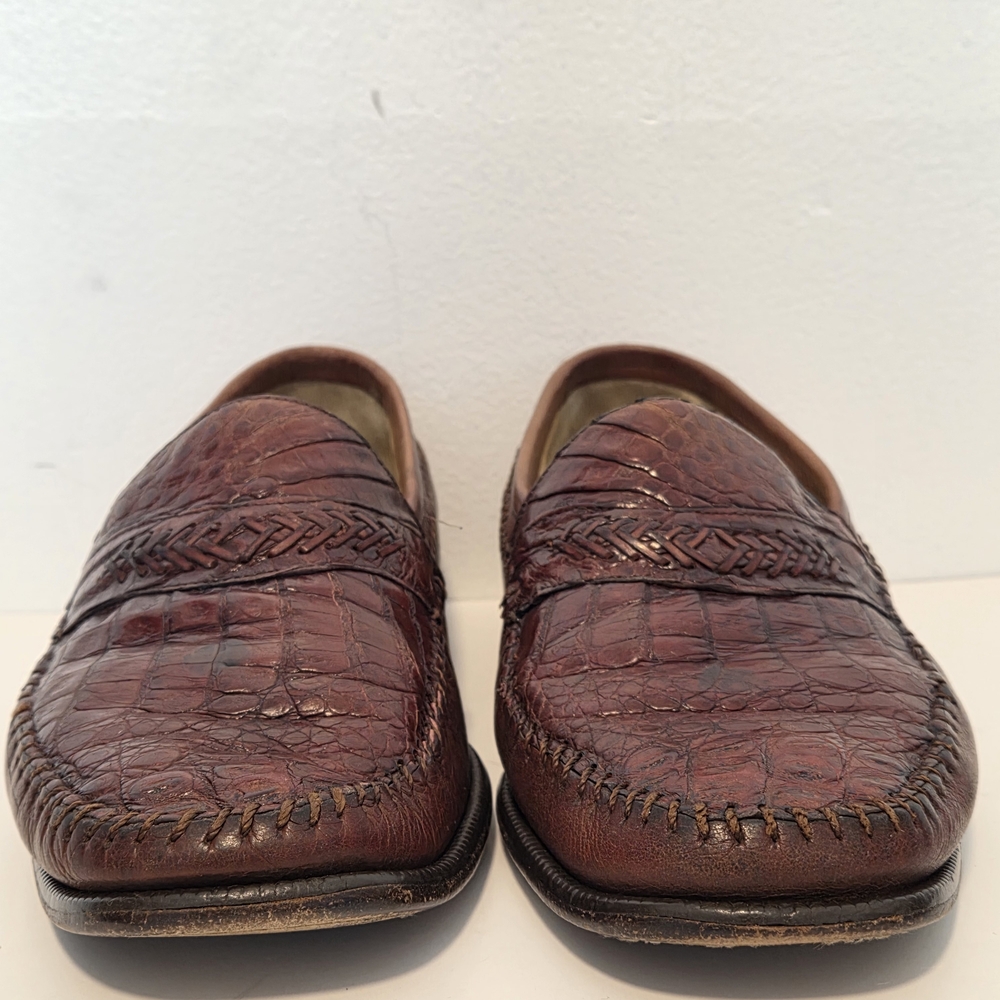 Genuine Caiman Alligator Imperial Loafers Brown Florsheim Imperial Mens Sz 38D - Picture 4 of 16
